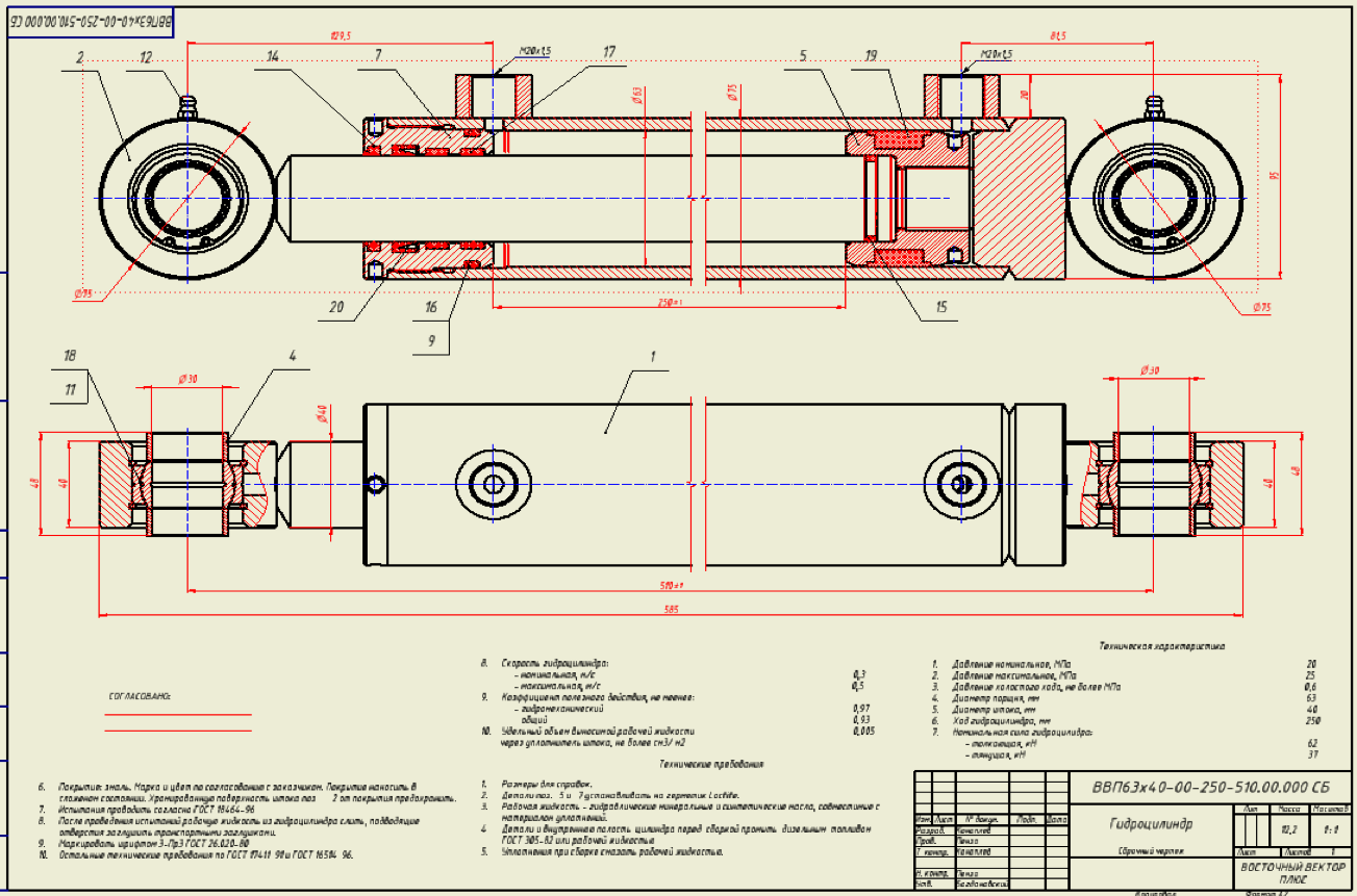 Гидроцилиндр главный тормозной чертеж
